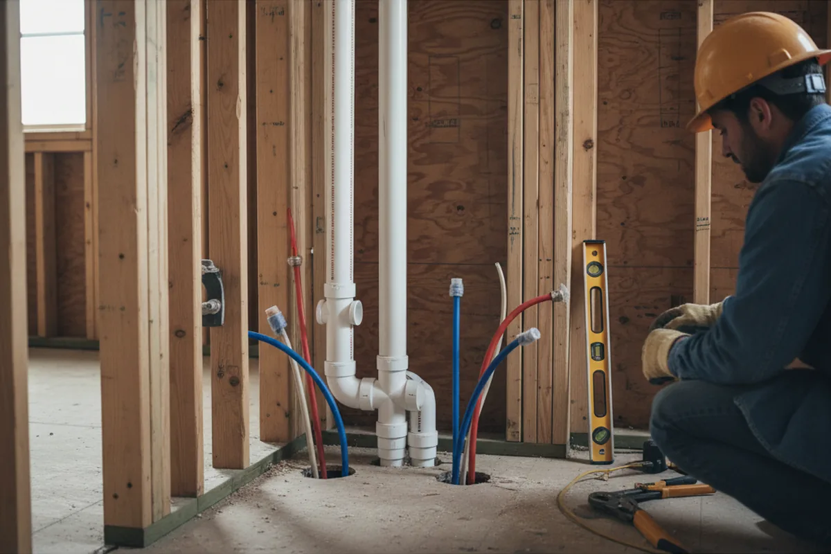 Drain and supply rough-in during Drain Cleaning in Kendall Park