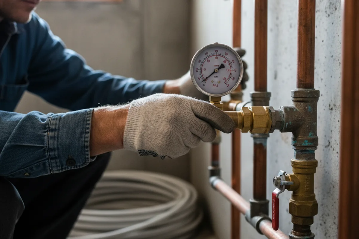 Pressure testing a repaired line during Water Line Repair in Kendall Park